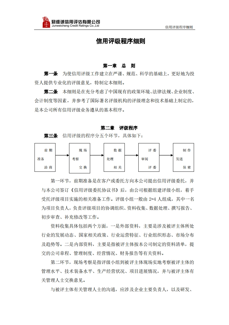 信用评级程序细则