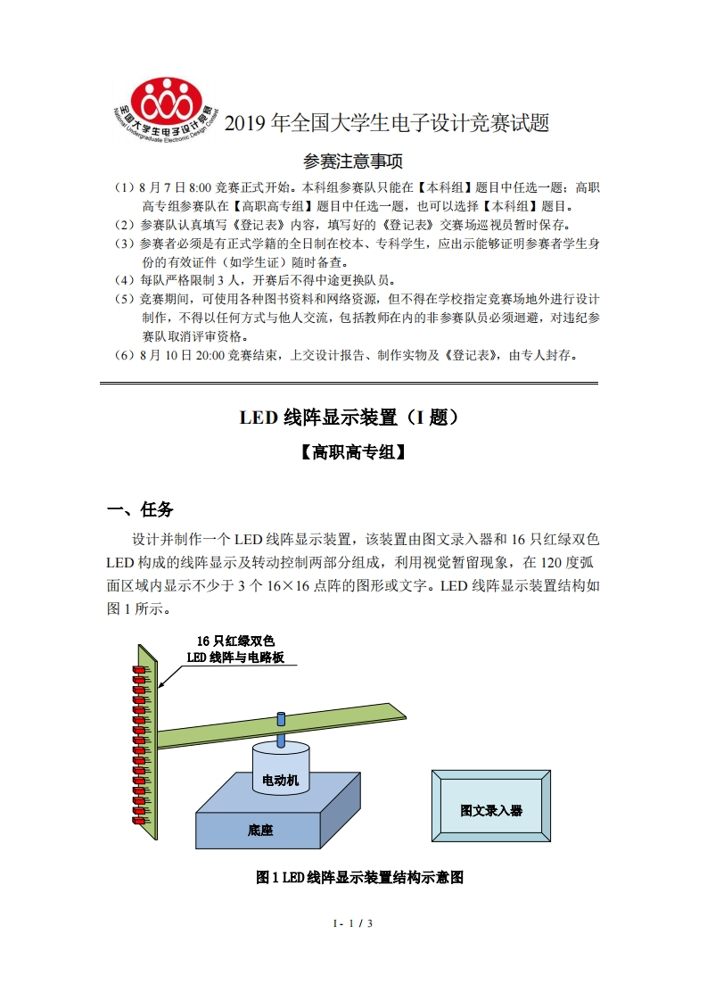 全国大学生电子设计比赛试题_LED线阵显示装置