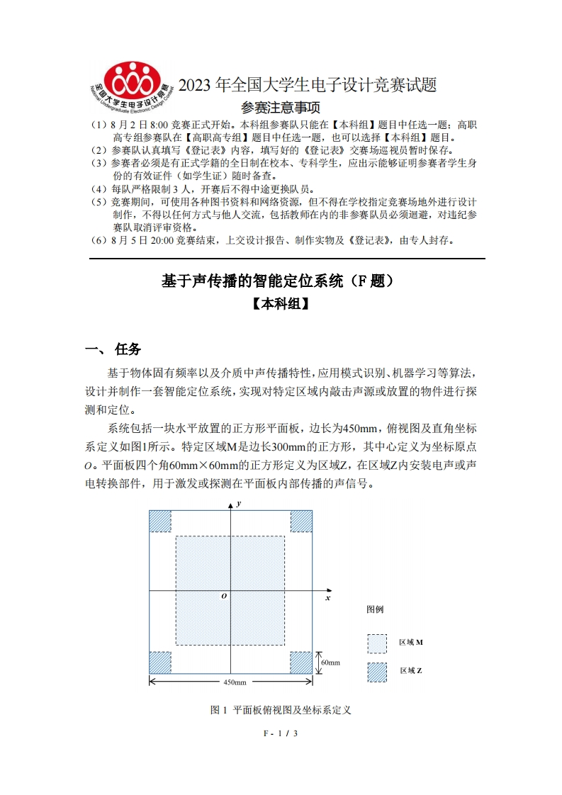 全国大学生电子设计比赛试题_基于声传播的智能定位系统