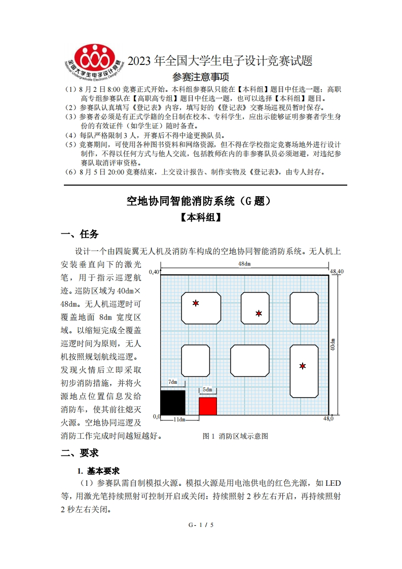 全国大学生电子设计比赛试题_空地协同智能消防系统