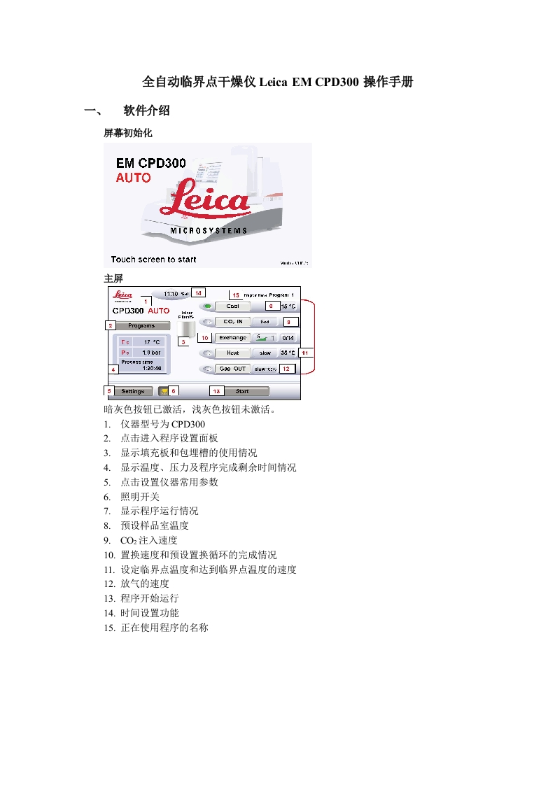 全自动临界点干燥仪LeicaEMCPD300操作手册