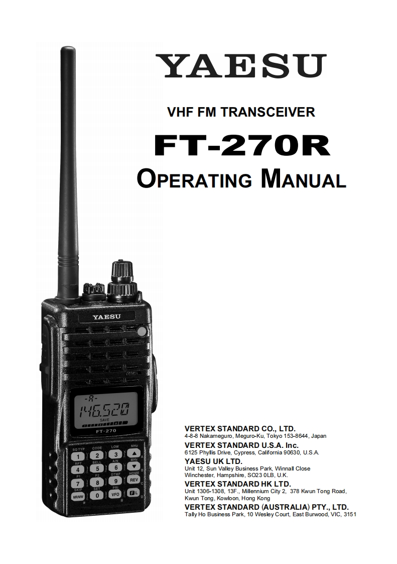 八重洲Yaesu---FT-270R-Operating-Manual