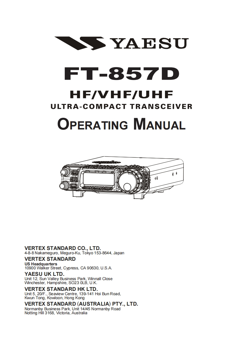八重洲Yaesu---FT-857D-Operating-Manual