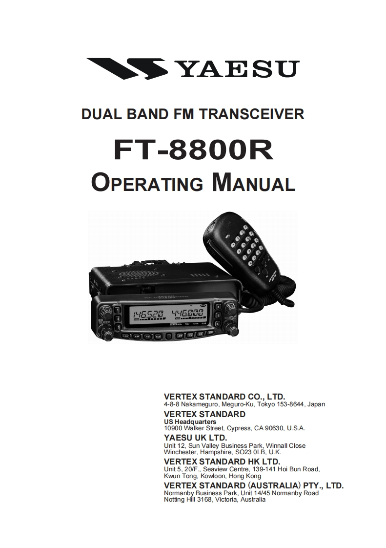 八重洲Yaesu---FT-8800R-Operating-Manual