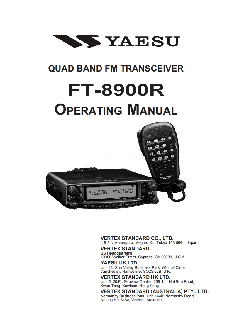 八重洲Yaesu---FT-8900R-Operating-Manual