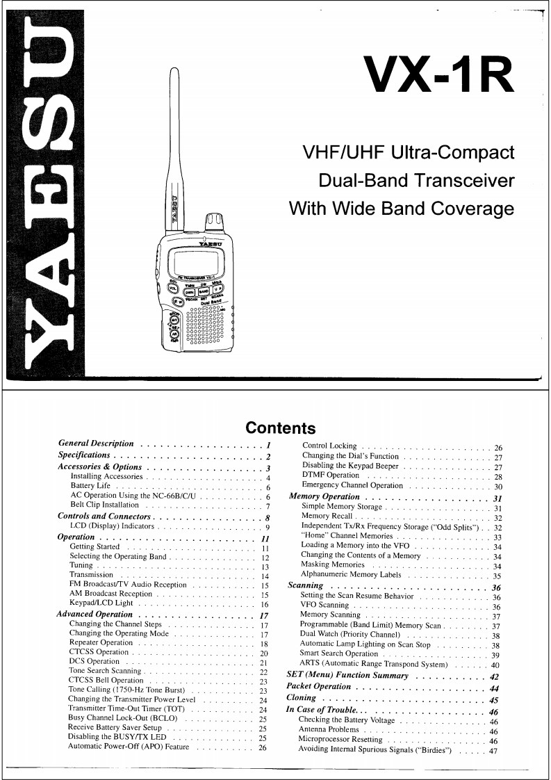 八重洲Yaesu---VX-1R-VHF-UHF-User-Manual