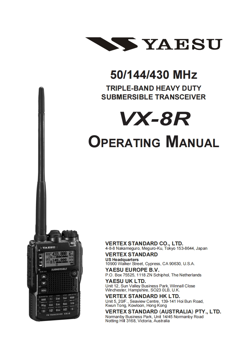 八重洲Yaesu---VX-8R-Operating-Manual