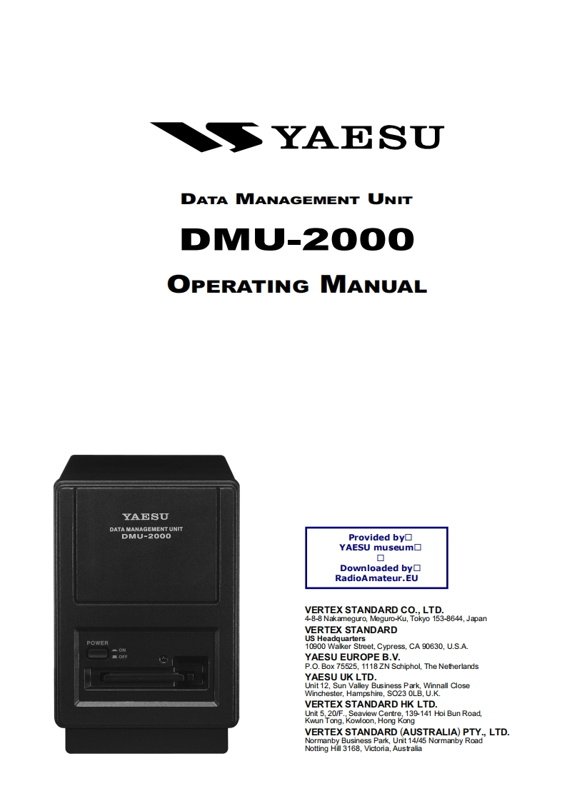 八重洲Yaesu_DMU-2000_user操作说明书手册
