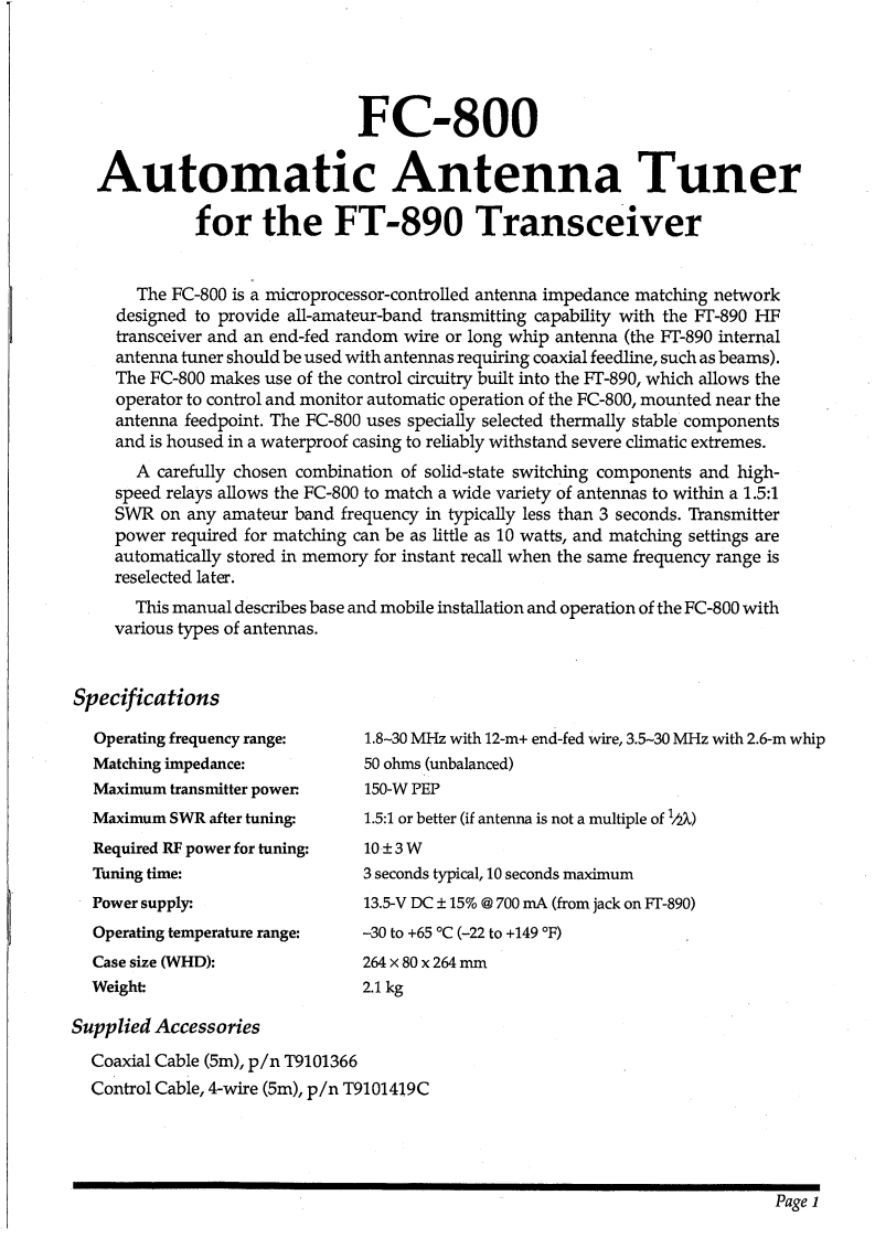 八重洲Yaesu_FC-800_user操作说明书手册