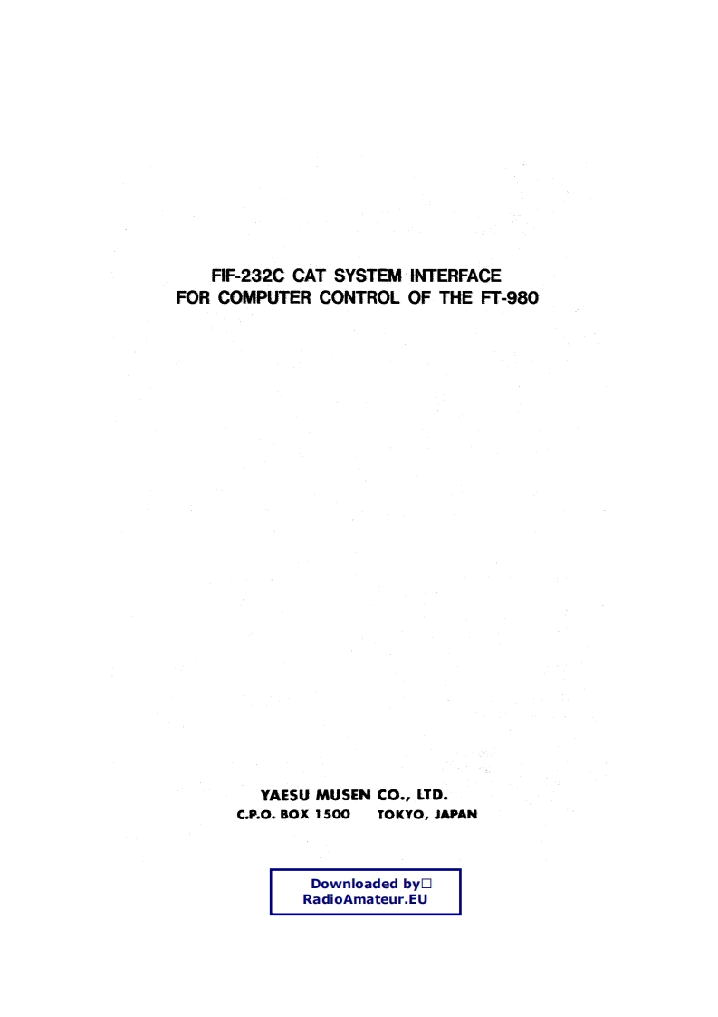 八重洲Yaesu_FIF-232C_CAT_interface_for_FT-980_user操作说明书手册