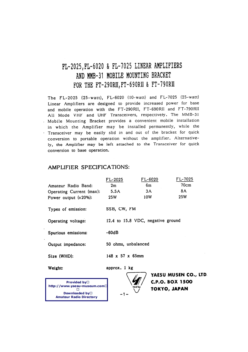 八重洲Yaesu_FL-2025_FL-6020_FL-7025_user操作说明书手册-找手册网
