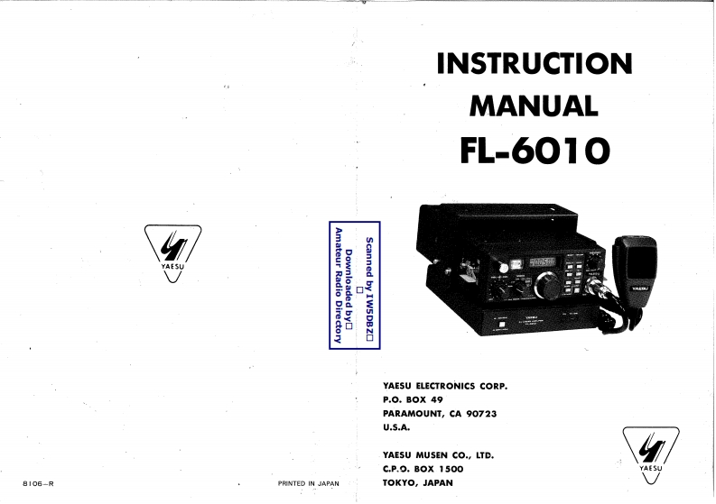八重洲Yaesu_FL-6010_user操作说明书手册_IW5DBZ