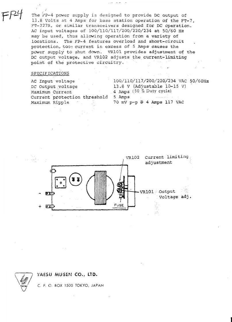 八重洲Yaesu_FP-4_user操作说明书手册