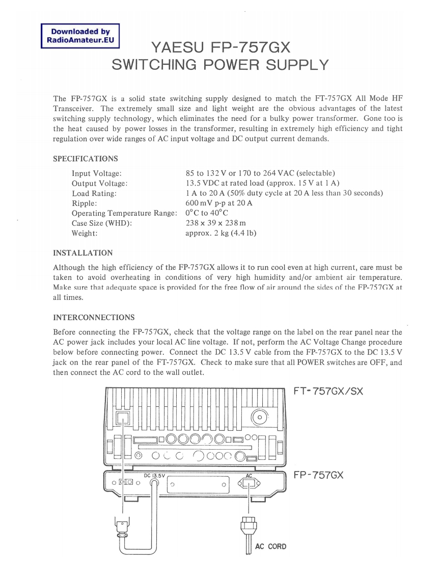 八重洲Yaesu_FP-757GX_user操作说明书手册