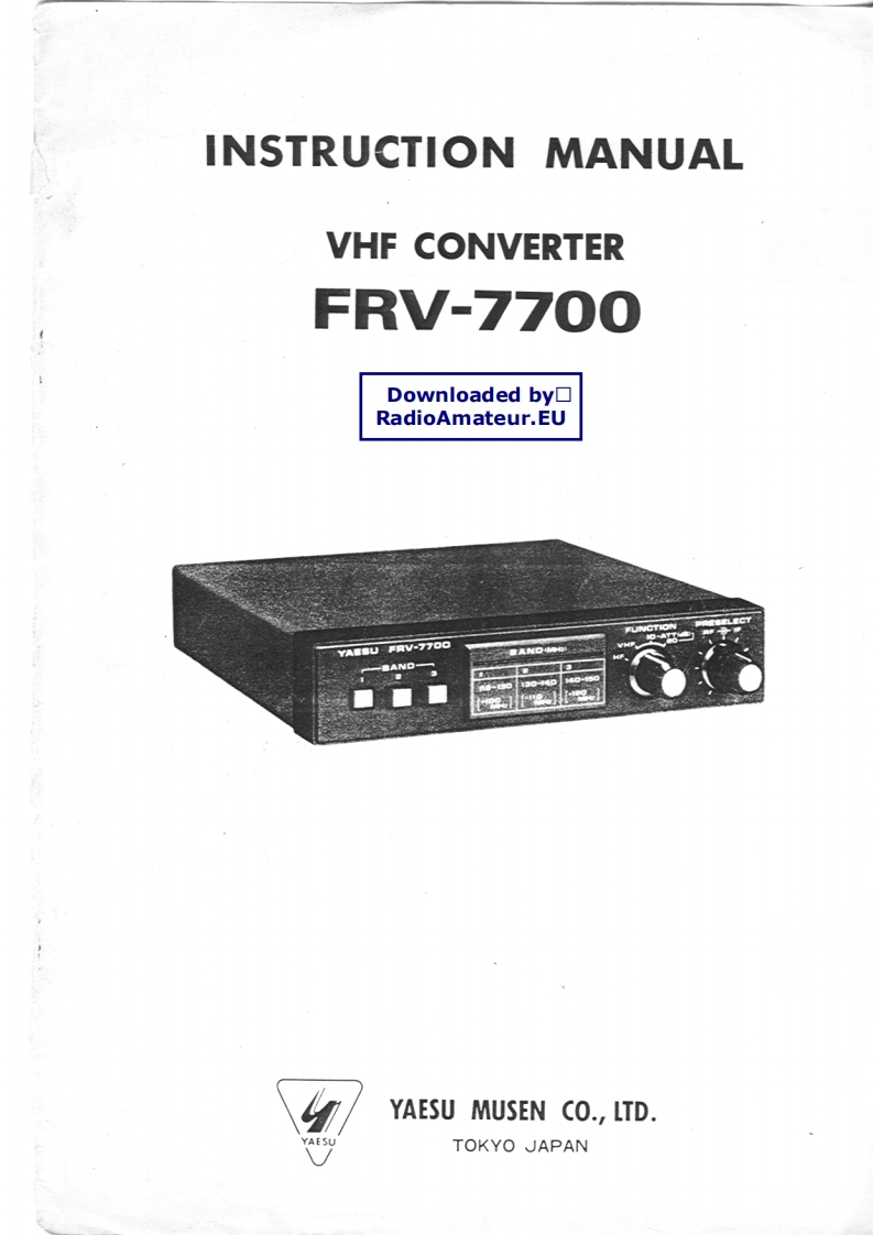 八重洲Yaesu_FRV-7700_user操作说明书手册