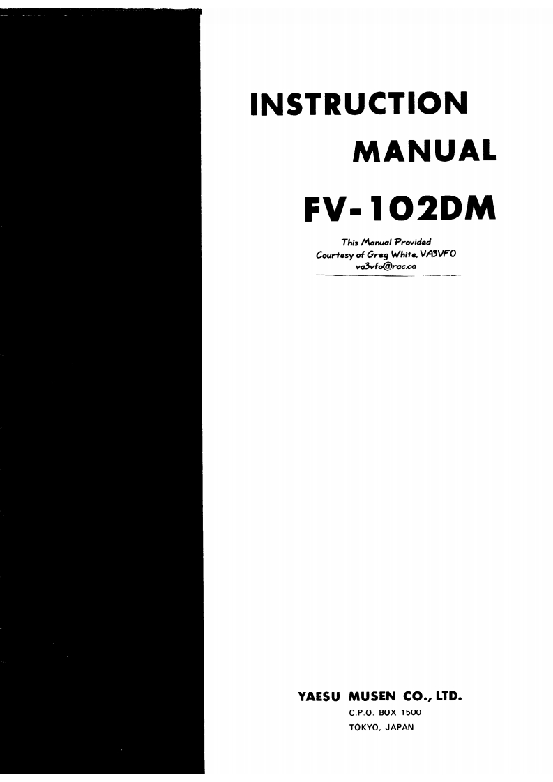 八重洲Yaesu_FV-102DM_user操作说明书手册