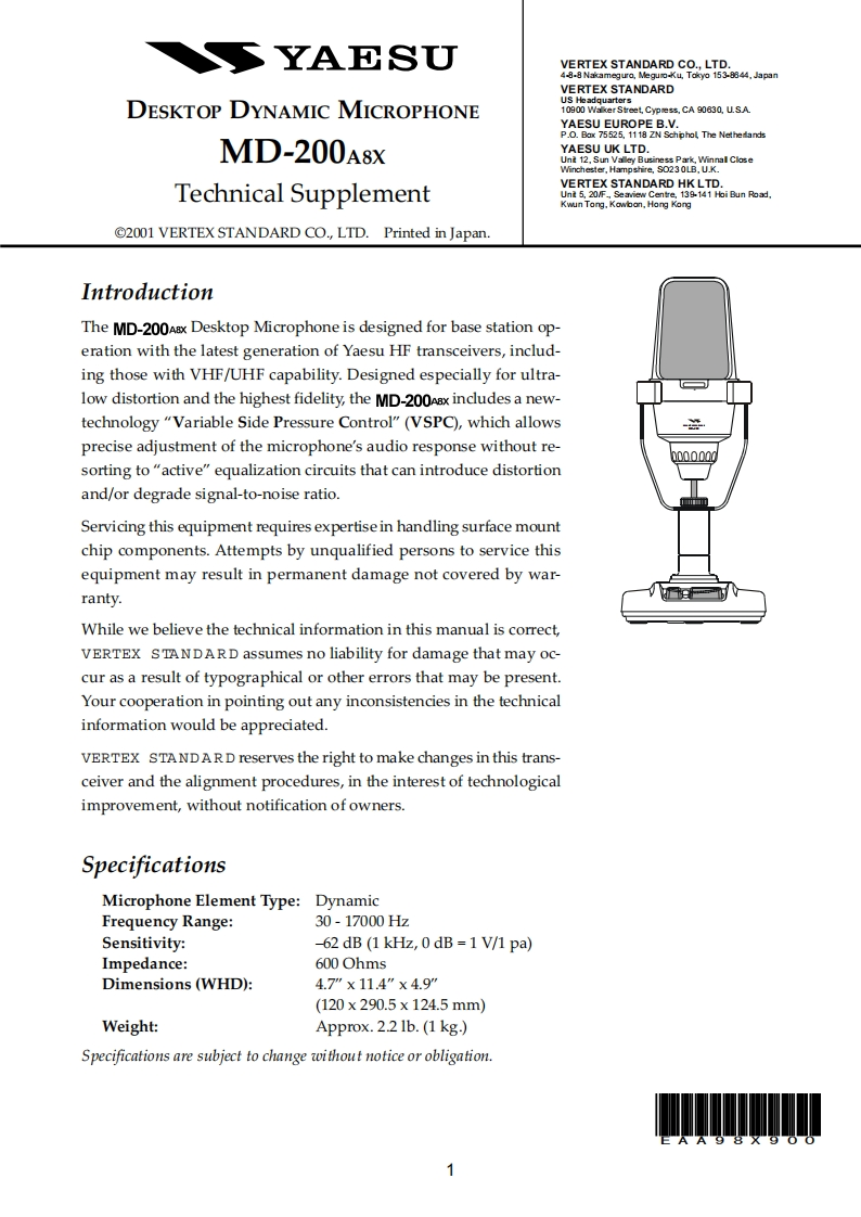 八重洲Yaesu_MD-200A8X_serv维修手册含电器原理图