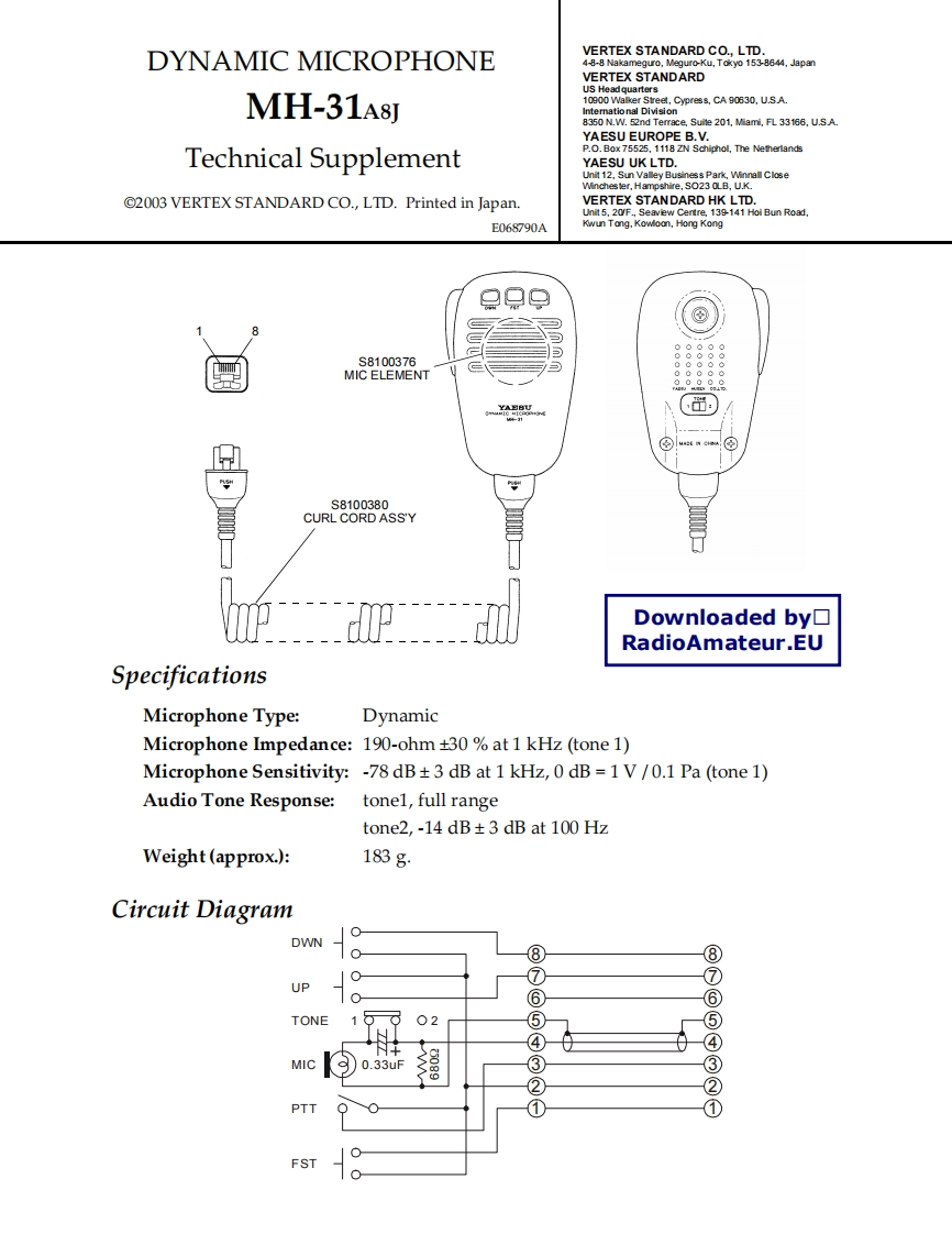 八重洲Yaesu_MH-31A8J_user操作说明书手册
