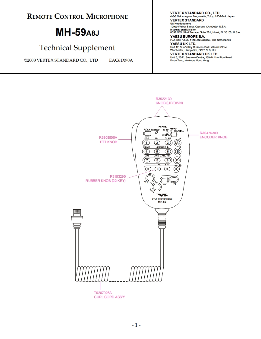 八重洲Yaesu_MH-59A8J_serv维修手册含电器原理图
