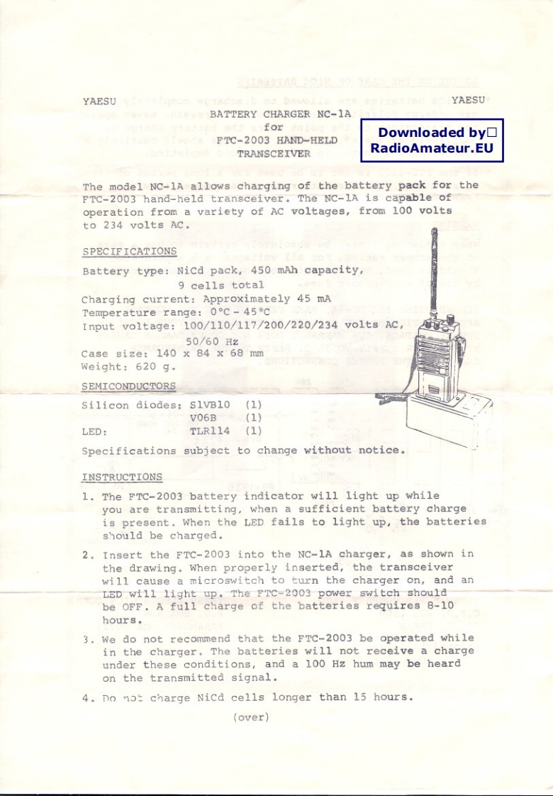 八重洲Yaesu_NC-1A_user操作说明书手册