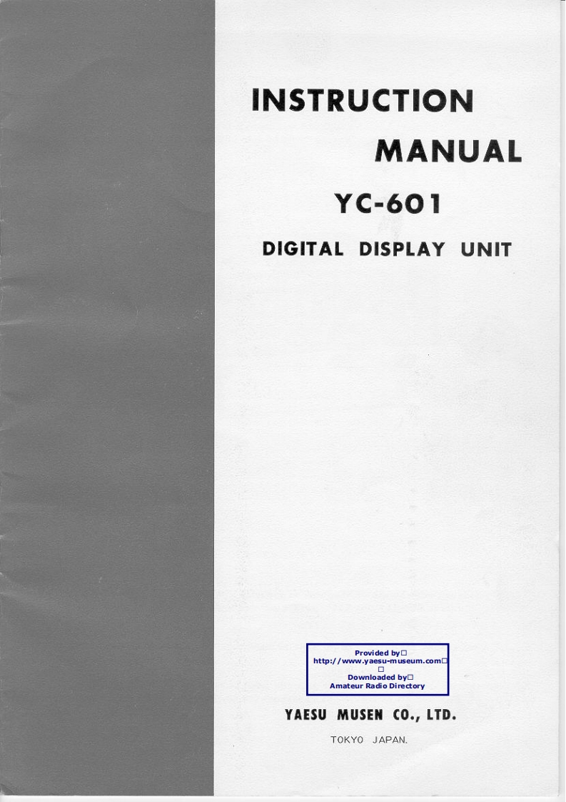 八重洲Yaesu_YC-601_user操作说明书手册
