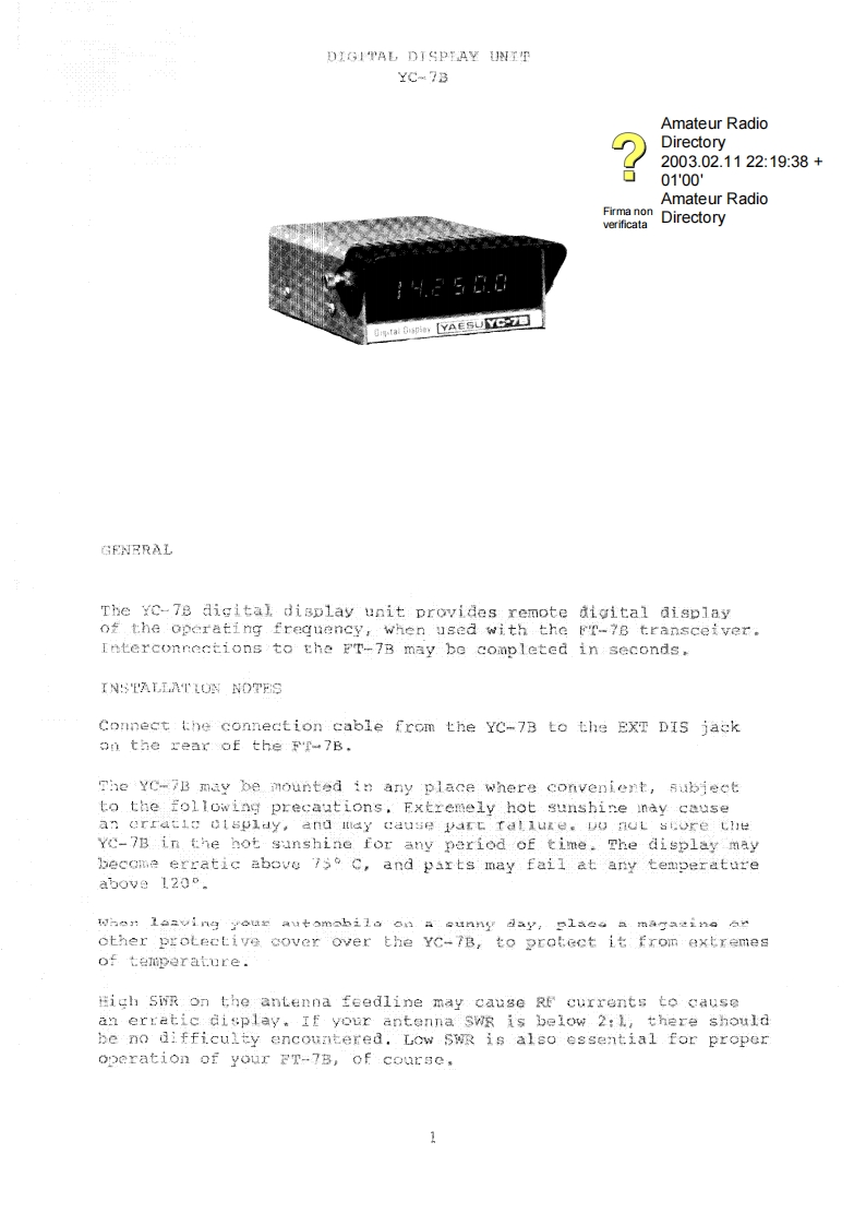 八重洲Yaesu_YC-7B_user操作说明书手册-找手册网