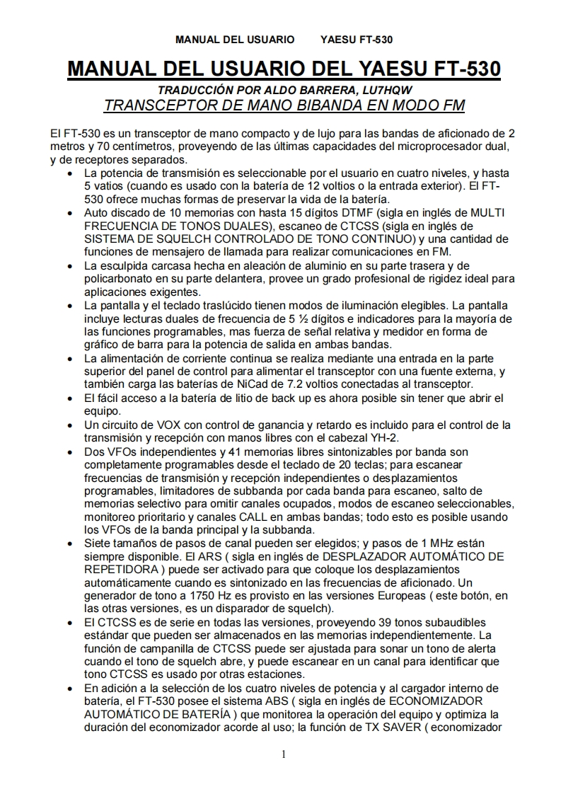 八重洲yaesu_ft-530_user_manual_es操作说明书手册