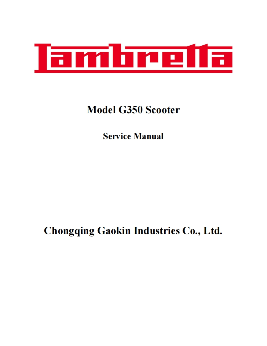 兰美达LAMBRETTA-G350摩托车维修手册