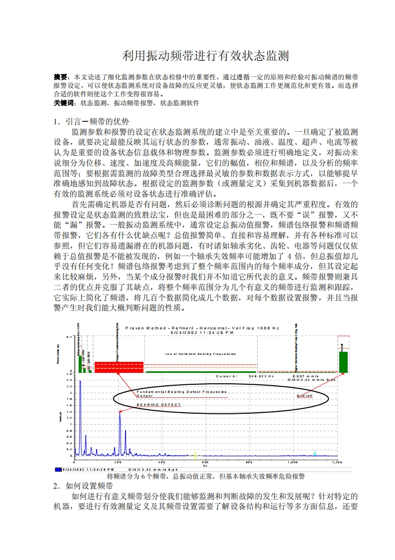 利用振动频带进行有效状态监测