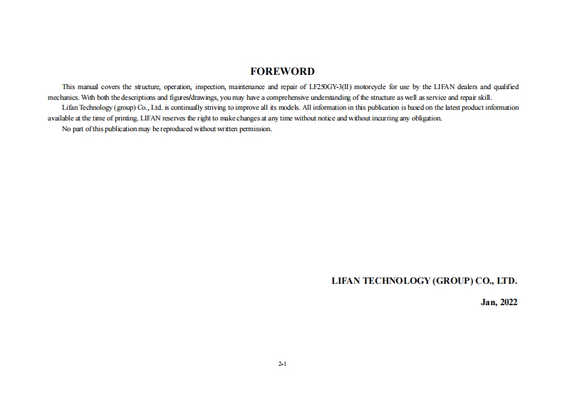 力帆摩托车KPX-Service-Manual