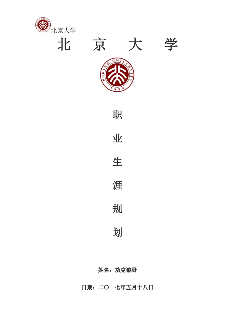 北京大学职业生涯规划书
