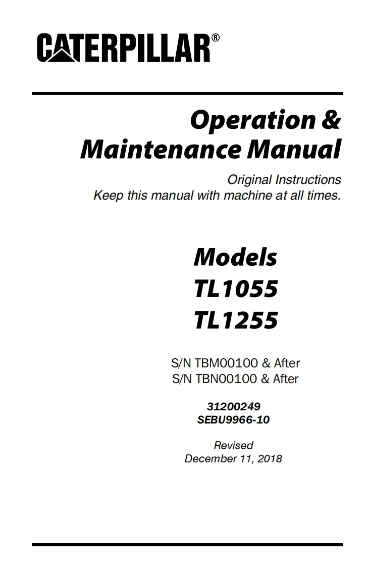 卡特CAT-TL1055驾驶操作与维修维护说明书手册