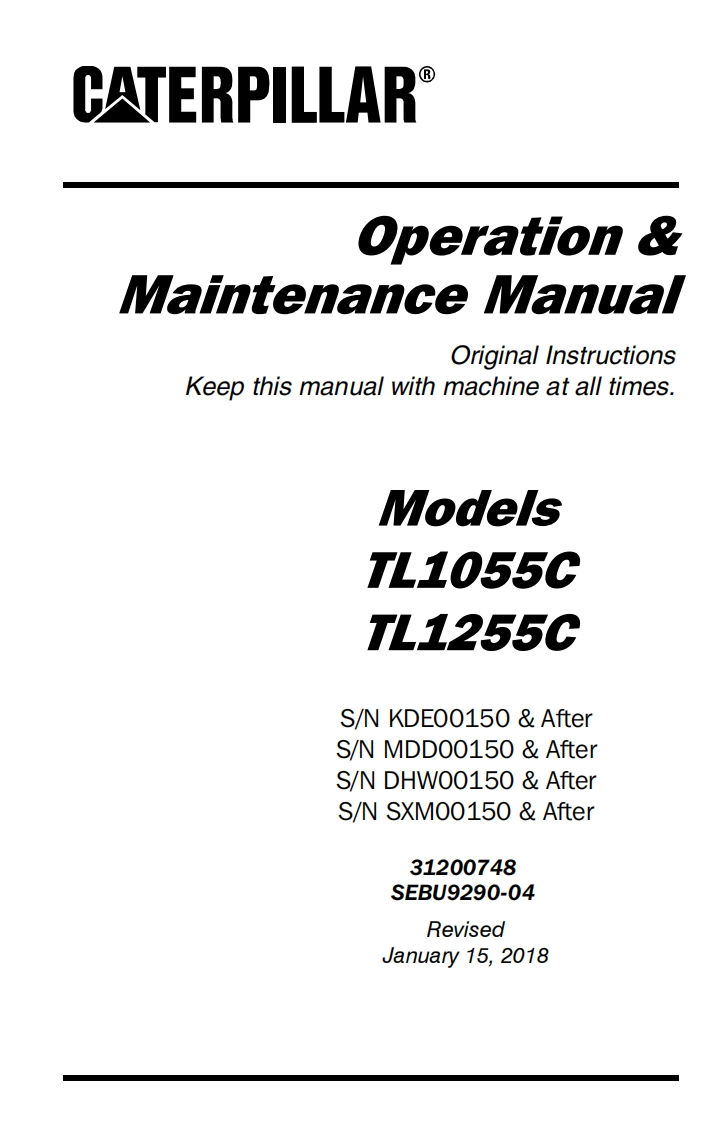 卡特CAT-TL1255C驾驶操作与维修维护说明书手册