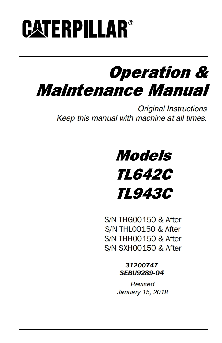 卡特CAT-TL943C驾驶操作与维修维护说明书手册