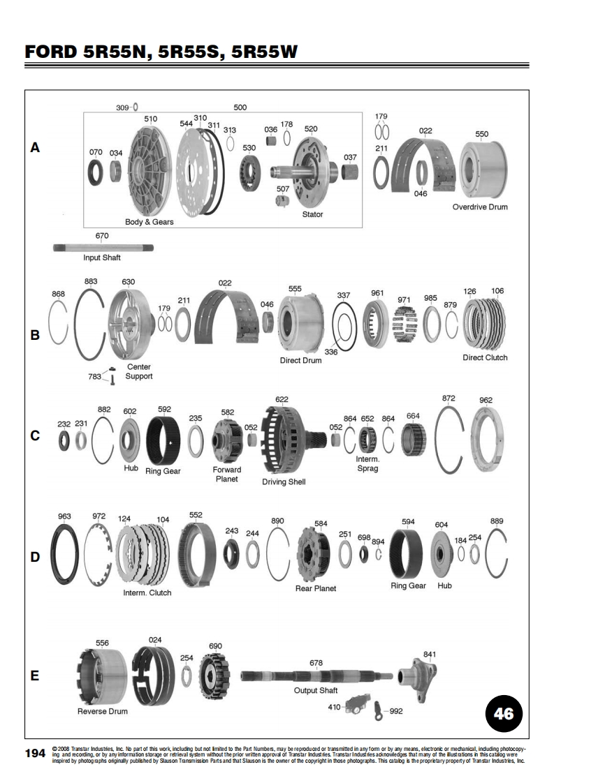 变速箱零部件图册5r55