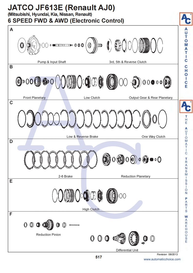 变速箱零部件图册jf613e