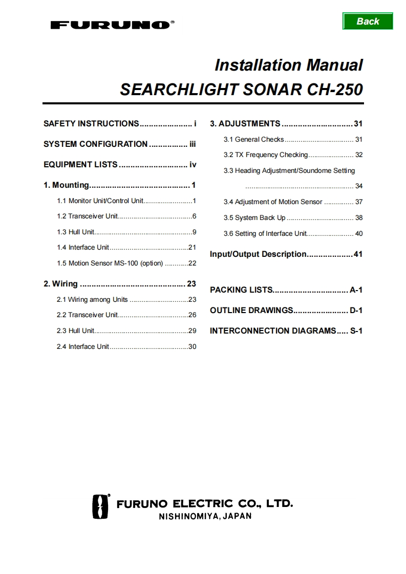 古野FURUNO-ch250-安装说明手册