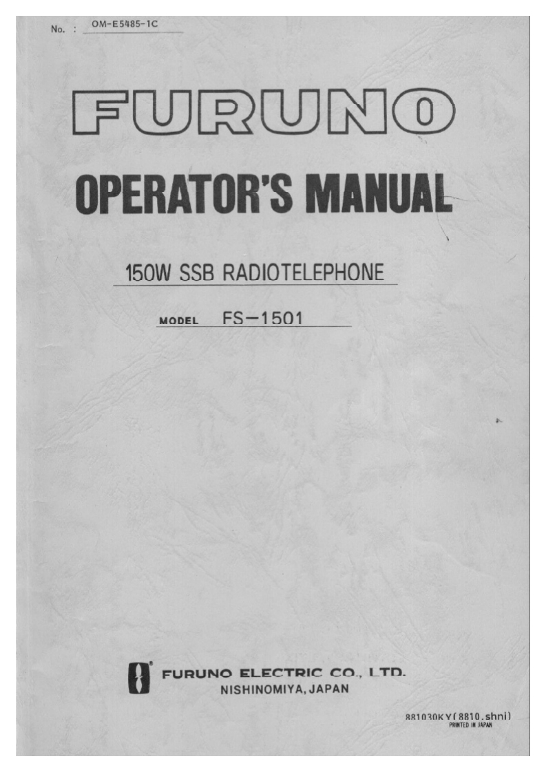 古野FURUNO-fs1501-操作说明手册