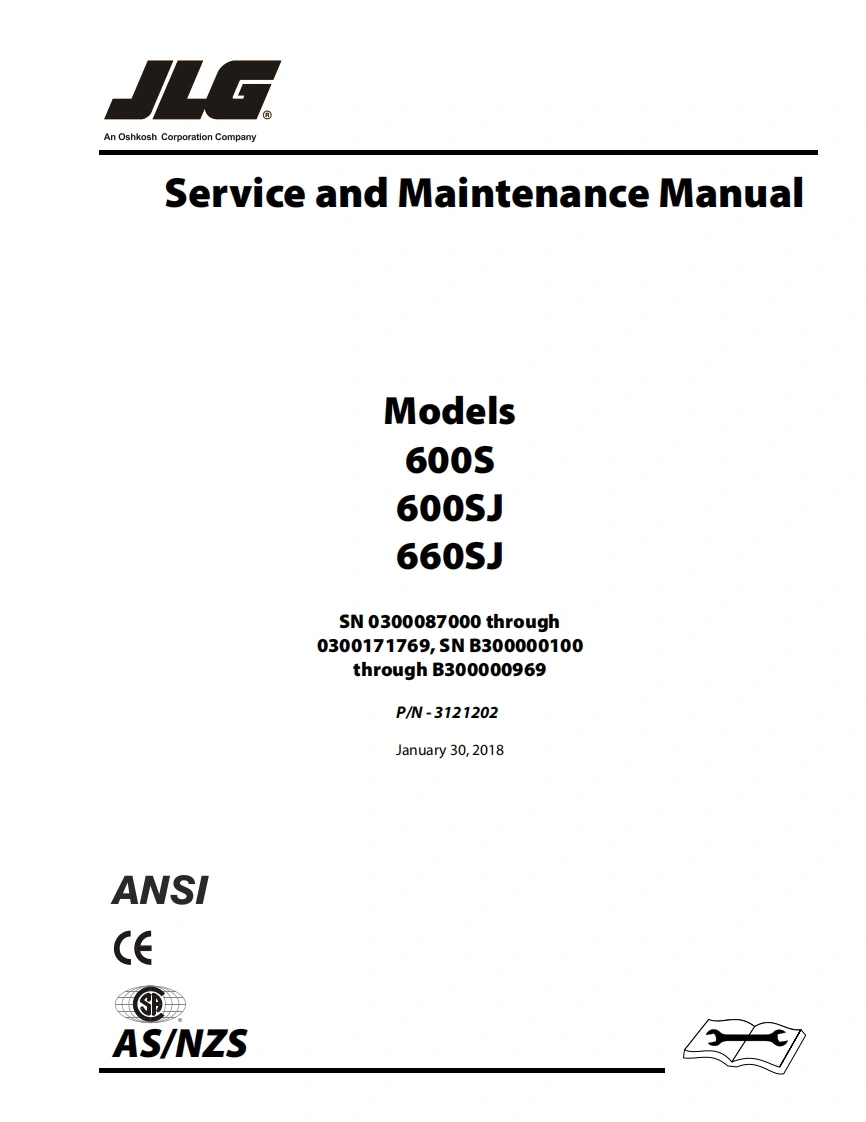 吉尔杰JLG-Models-600s-600SJ零部件手册含液压原理图