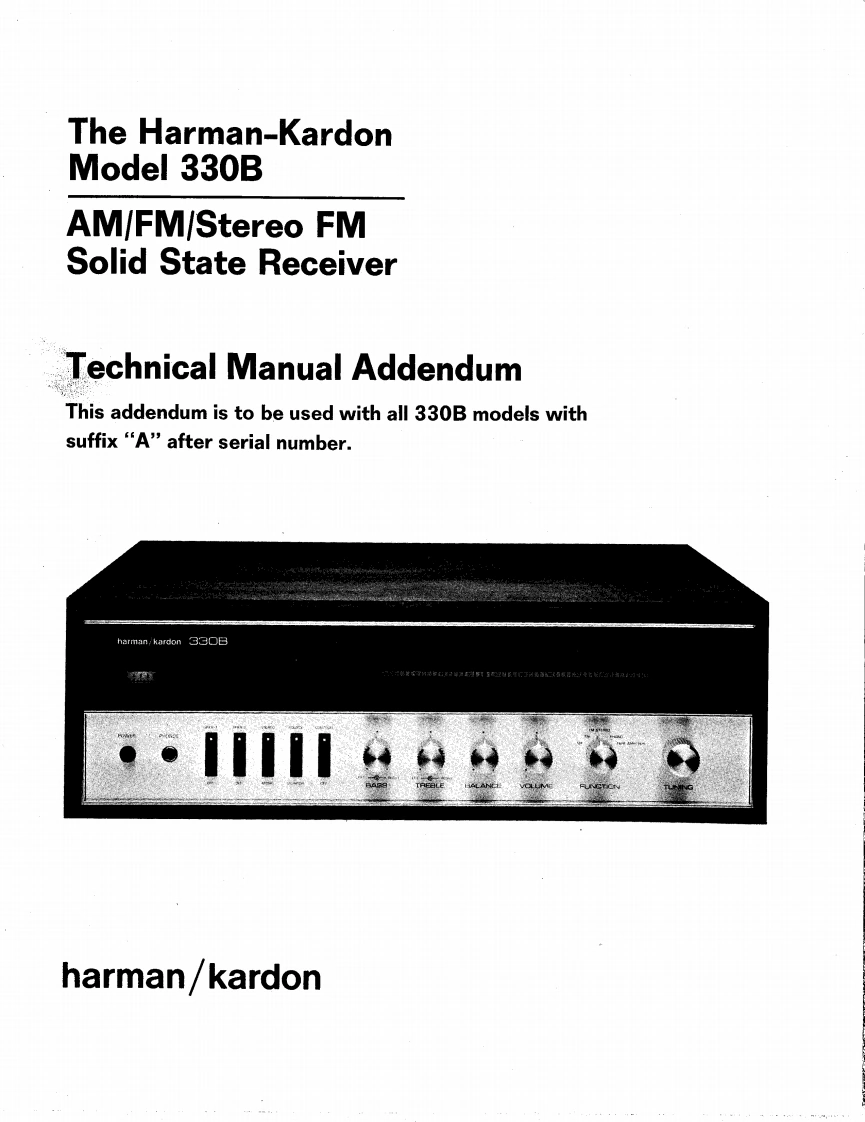 哈曼卡顿Harman-Kardon-330-B-维修手册-Addendum