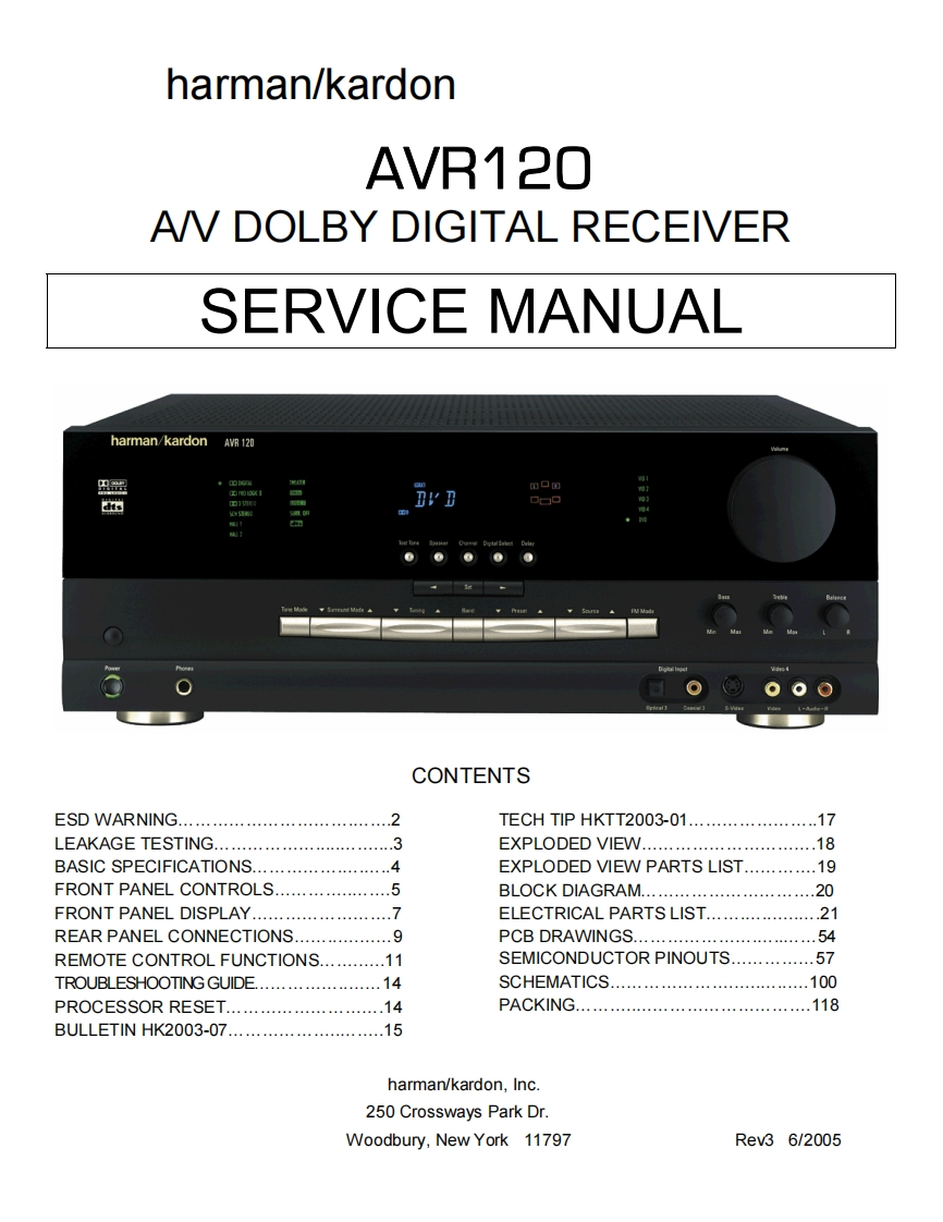 哈曼卡顿Harman-Kardon-AVR-120-维修手册