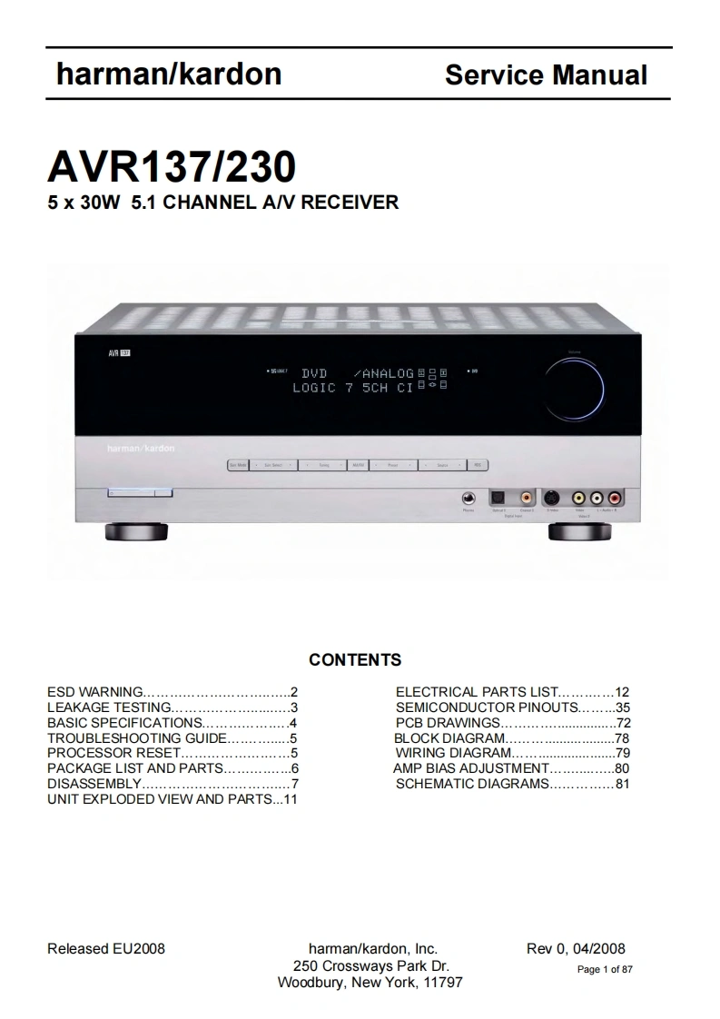 哈曼卡顿Harman-Kardon-AVR-137-230-维修手册