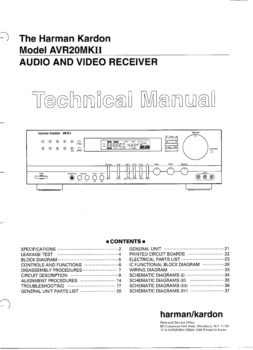 哈曼卡顿Harman-Kardon-AVR-20-MK2-维修手册