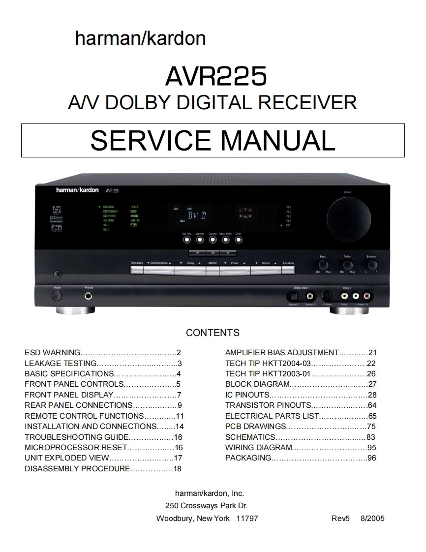 哈曼卡顿Harman-Kardon-AVR-225-维修手册