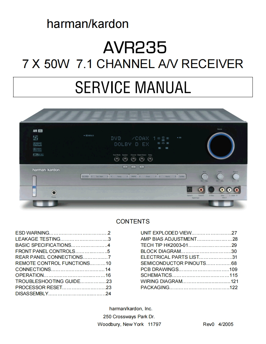 哈曼卡顿Harman-Kardon-AVR-235-维修手册