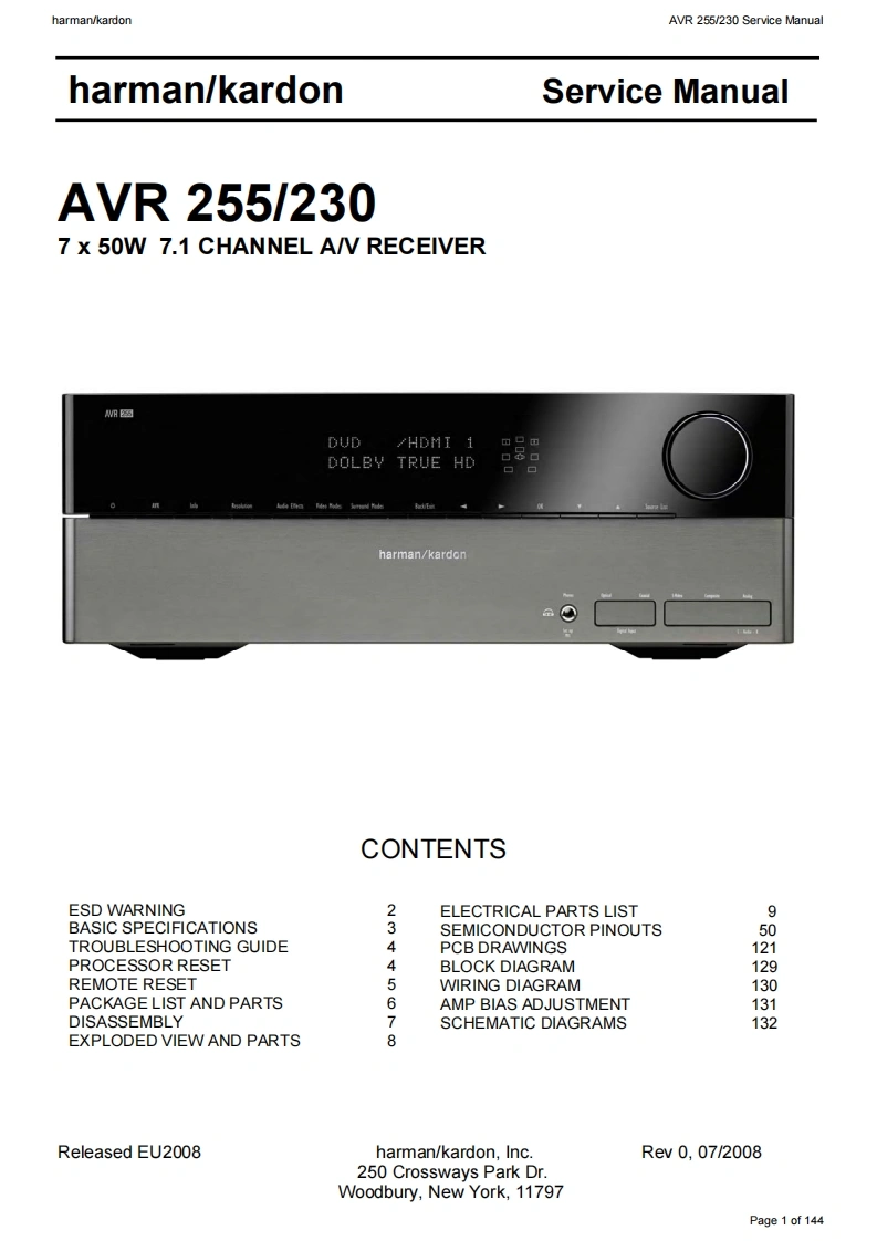 哈曼卡顿Harman-Kardon-AVR-255-230-维修手册