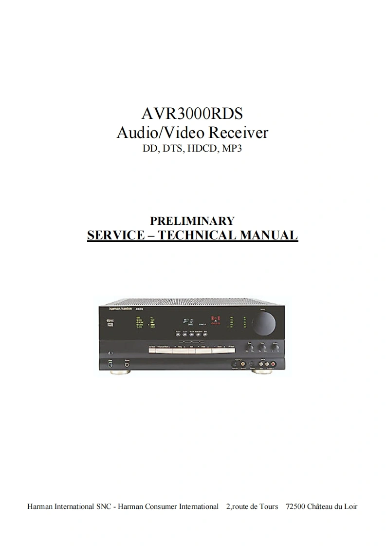 哈曼卡顿Harman-Kardon-AVR-3000-RDS-维修手册