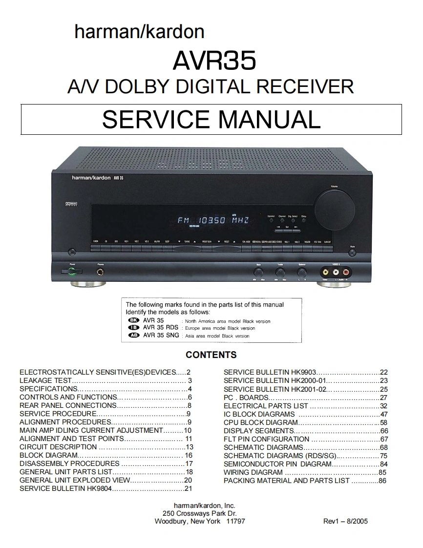哈曼卡顿Harman-Kardon-AVR-35-维修手册