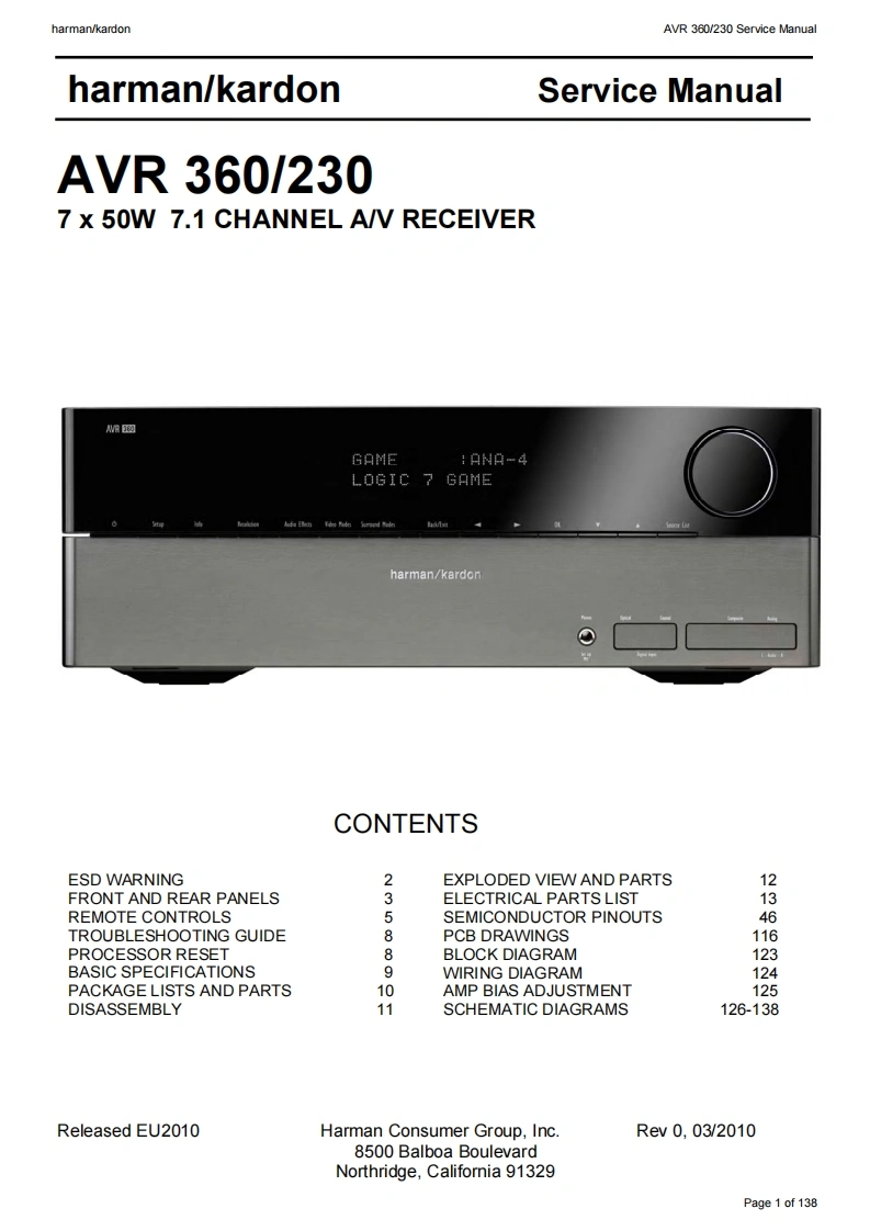 哈曼卡顿Harman-Kardon-AVR-360-230-维修手册