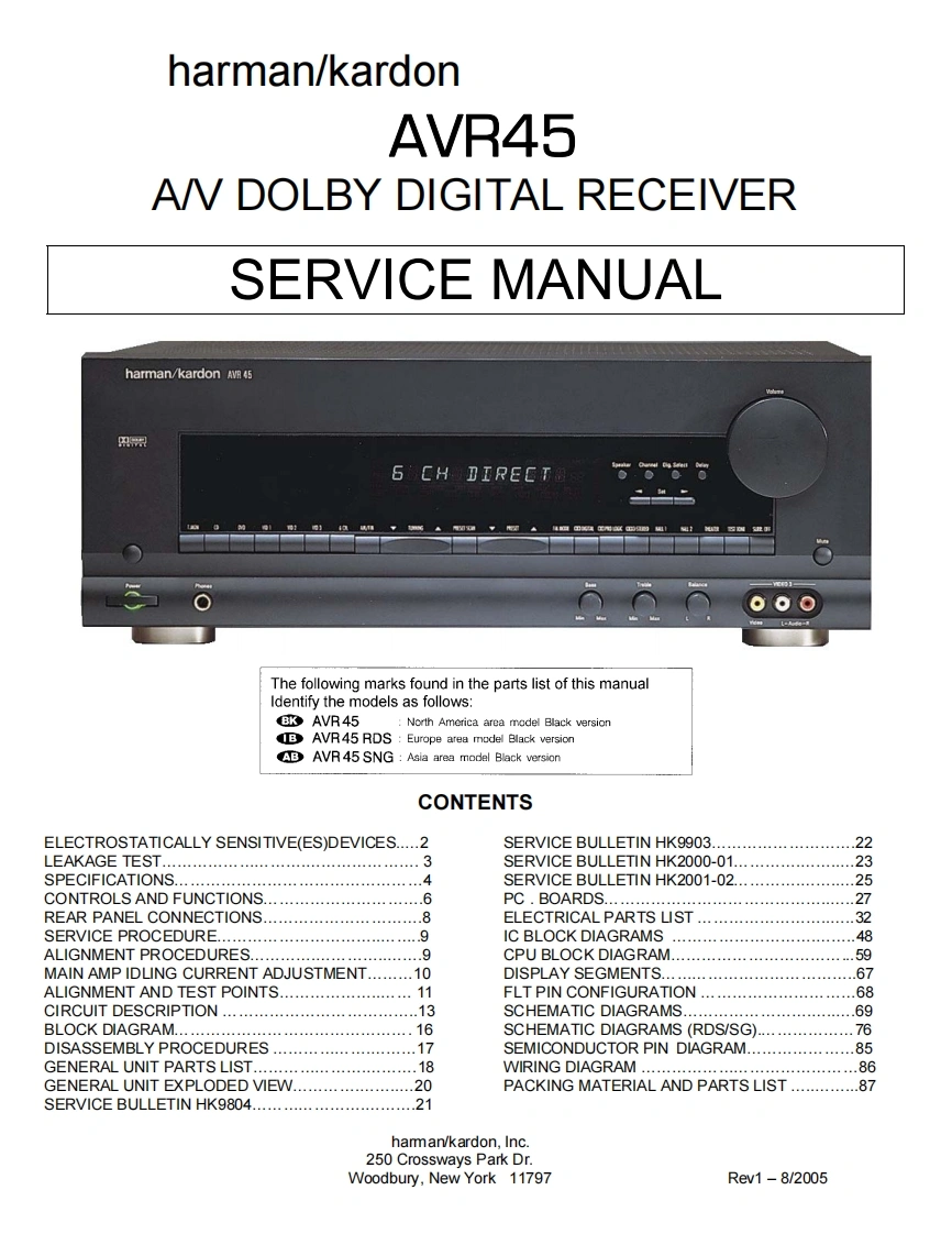 哈曼卡顿Harman-Kardon-AVR-45-维修手册